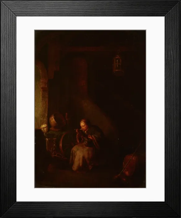 Framed Print : Old Woman in the Interior (Old Woman Eating Porridge)-Copy, 19th century. Creator: Unknown Framed Print : Old Woman in the Interior (Old Woman Eating Porridge)-Copy, 19th century. Creator: Unknown