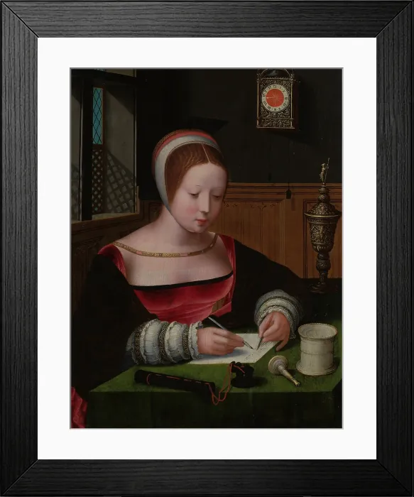 Framed Print : Mary Magdalene Writing, 1st half of 16th century. Creator: Master of the Female Half-Lengths Framed Print : Mary Magdalene Writing, 1st half of 16th century. Creator: Master of the Female Half-Lengths
