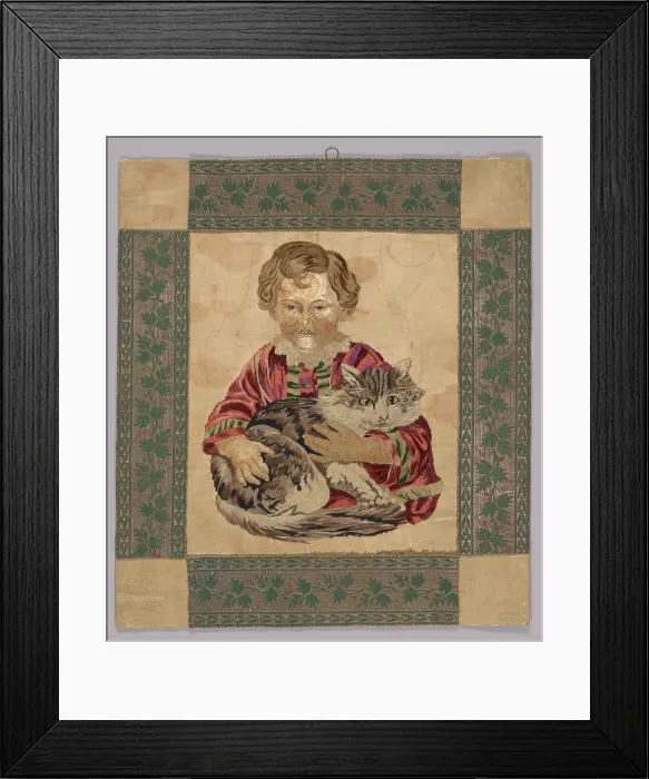 Framed Print : Embroidered picture, 19th century. Creator: Unknown Framed Print : Embroidered picture, 19th century. Creator: Unknown