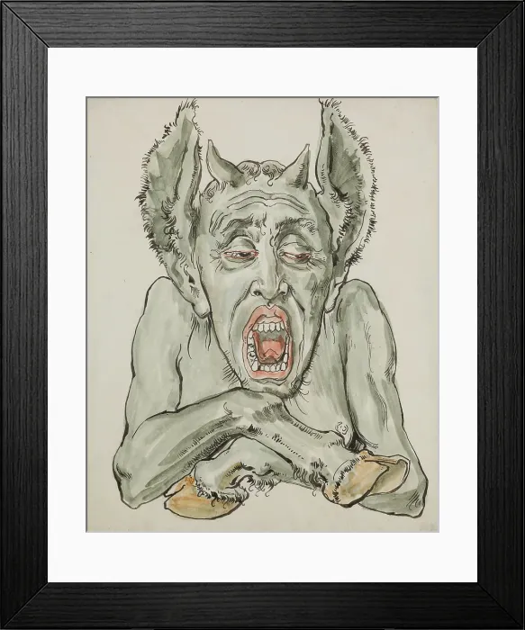 Framed Print : Paper for the Polychrome of St. Mary's Church - Bust of the Devil with a Gaping Mouth, 1890. Creator: Jan Matejko. Paper for the Polychrome of St Framed Print : Paper for the Polychrome of St. Mary's Church - Bust of the Devil with a Gaping Mouth, 1890. Creator: Jan Matejko. Paper for the Polychrome of St