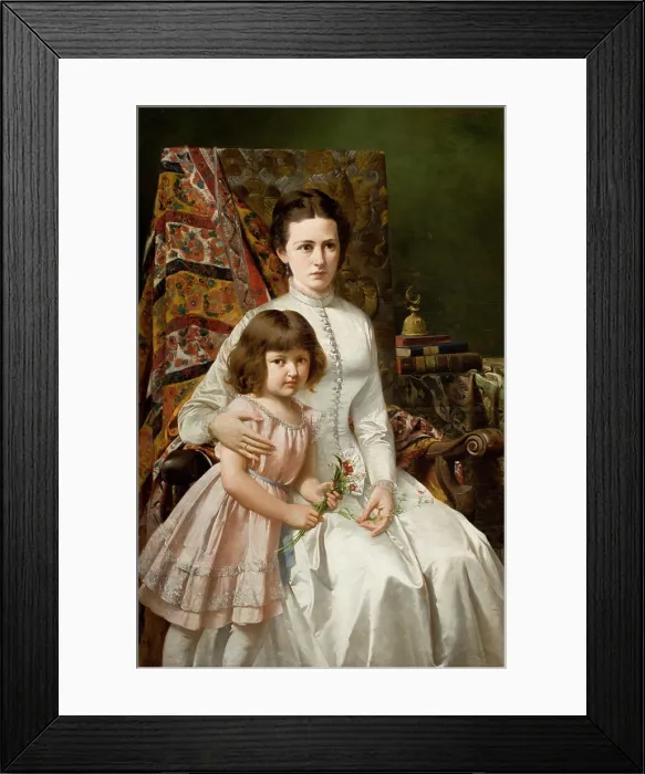Framed Print : Portrait of Wife with Daughter Anna, 1887. Creator: Antoni Gramatyka Framed Print : Portrait of Wife with Daughter Anna, 1887. Creator: Antoni Gramatyka