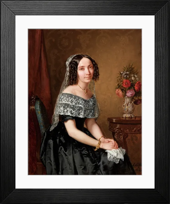 Framed Print : Female Portrait, 1851. Creator: Leopold Loeffler Framed Print : Female Portrait, 1851. Creator: Leopold Loeffler