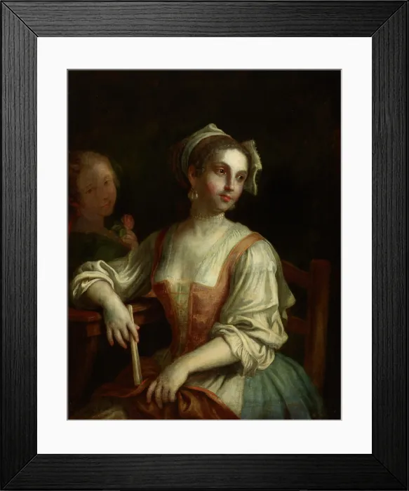 Framed Print : Woman with a Fan and a Woman with a Rose, 1750s. Creator: Pietro Rotari Framed Print : Woman with a Fan and a Woman with a Rose, 1750s. Creator: Pietro Rotari