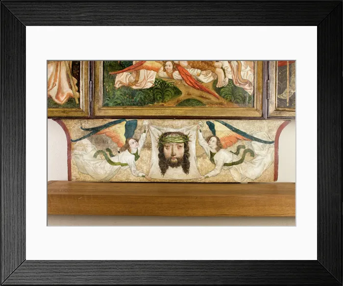 Framed Print : Veil of St Veronica Held by Two Angels, Altar Retable from the Church in Moszczenica Nizna... c1480 Creator: Unknown Framed Print : Veil of St Veronica Held by Two Angels, Altar Retable from the Church in Moszczenica Nizna... c1480 Creator: Unknown
