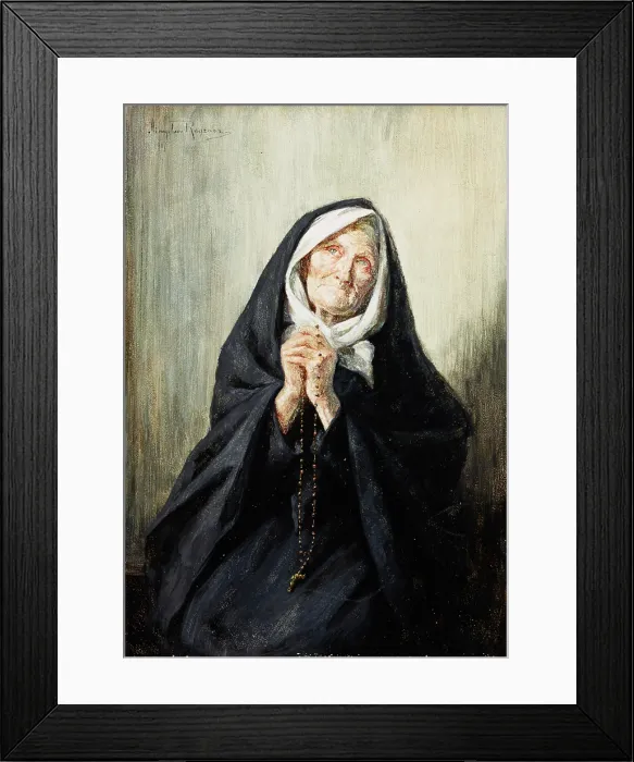 Framed Print : Old Woman Praying, 1907. Creator: Mieczyslaw Reyzner Framed Print : Old Woman Praying, 1907. Creator: Mieczyslaw Reyzner