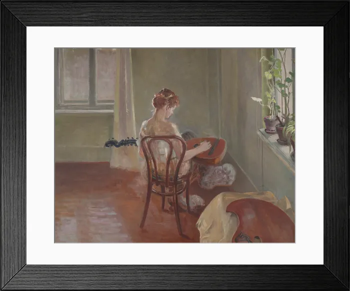 Framed Print : Interior with the Chimera Playing the Lute, 1908. Creator: Jacek Malczewski Framed Print : Interior with the Chimera Playing the Lute, 1908. Creator: Jacek Malczewski