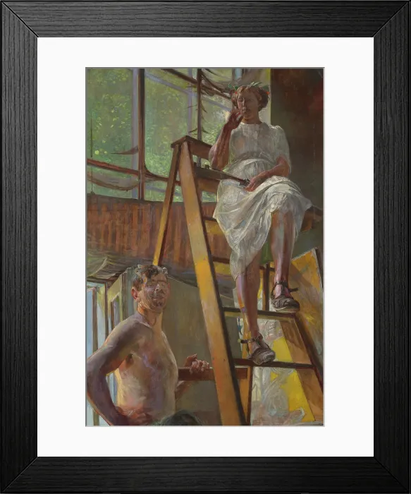 Framed Print : Satyr and a Model, 1913. Creator: Jacek Malczewski Framed Print : Satyr and a Model, 1913. Creator: Jacek Malczewski