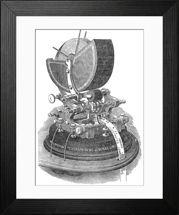 Framed Print : MacMahon's Telegraphic News Type-Printing Apparatus, 1881. Creator: Unknown. MacMahon's Telegraphic News Type-Printing Apparatus, 1881. Creator: Unknown Framed Print : MacMahon's Telegraphic News Type-Printing Apparatus, 1881. Creator: Unknown. MacMahon's Telegraphic News Type-Printing Apparatus, 1881. Creator: Unknown