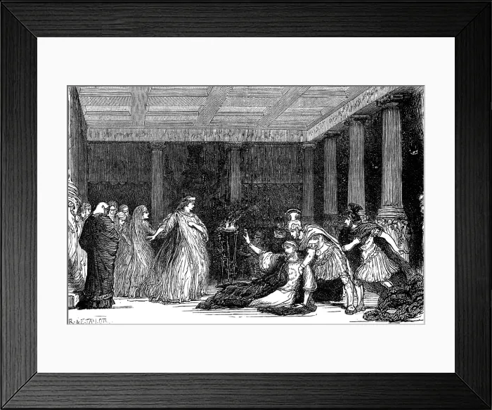 Framed Print : Sketches at the Lyceum: 'The Cup' the Death of Synorix, 1881. Creator: R&E Taylor Framed Print : Sketches at the Lyceum: 'The Cup' the Death of Synorix, 1881. Creator: R&E Taylor