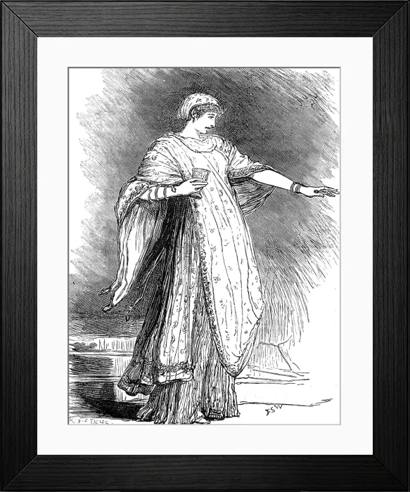 Framed Print : Sketches at the Lyceum: 'The Cup' - Miss Ellen Terry as Camma, 1881. Creator: R&E Taylor Framed Print : Sketches at the Lyceum: 'The Cup' - Miss Ellen Terry as Camma, 1881. Creator: R&E Taylor