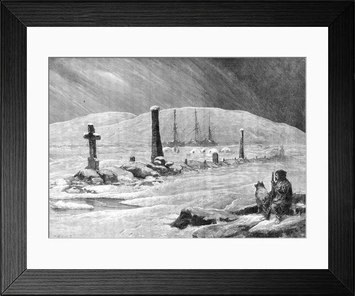 Framed Print : The American Franklin Search Expedition: graves of the comrades of Sir John Franklin, 1881. Creator: Unknown Framed Print : The American Franklin Search Expedition: graves of the comrades of Sir John Franklin, 1881. Creator: Unknown