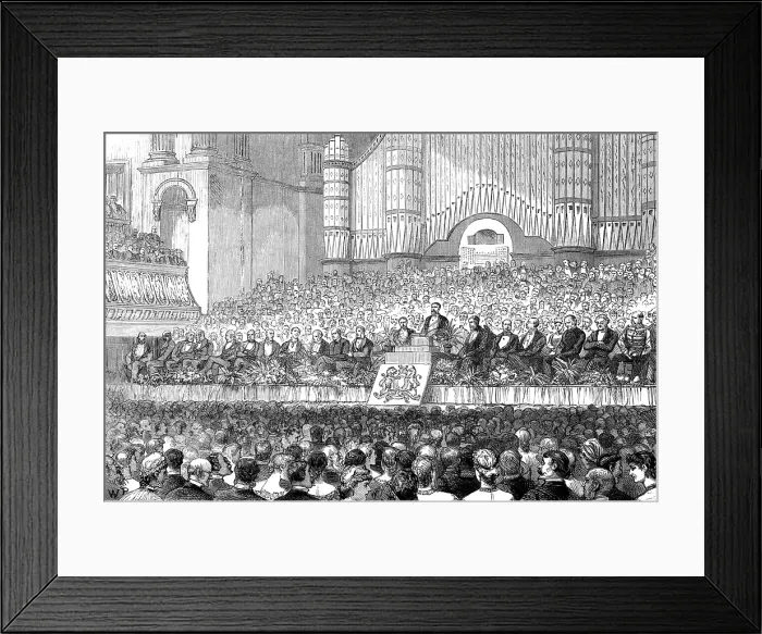 Framed Print : The Duke of Edinburgh and Prince Leopold at Manchester: soiree in the Free-Trade Hall, 1881. Creator: Unknown Framed Print : The Duke of Edinburgh and Prince Leopold at Manchester: soiree in the Free-Trade Hall, 1881. Creator: Unknown