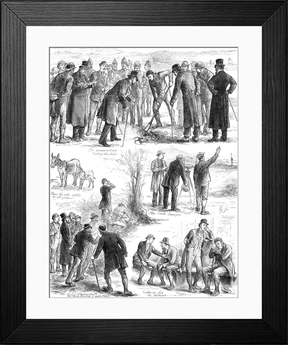Framed Print : Working of the Land Court in Ireland: Sub-Commissioners examining a farm, 1881. Creator: Unknown Framed Print : Working of the Land Court in Ireland: Sub-Commissioners examining a farm, 1881. Creator: Unknown