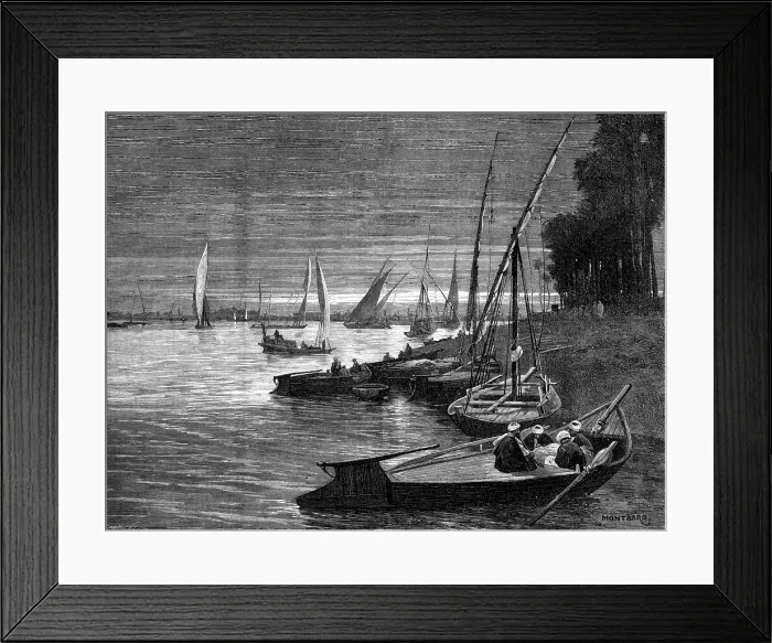 Framed Print : Sketches in Cairo: the harbour of Boulak, 1883. Creator: Eugene Froment Framed Print : Sketches in Cairo: the harbour of Boulak, 1883. Creator: Eugene Froment