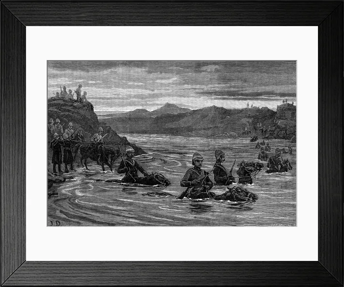 Framed Print : General Sir Evelyn Wood reconnoitring with the 15th Hussars across the Buffalo River, 1881. Creator: W. I. Mosses Framed Print : General Sir Evelyn Wood reconnoitring with the 15th Hussars across the Buffalo River, 1881. Creator: W. I. Mosses
