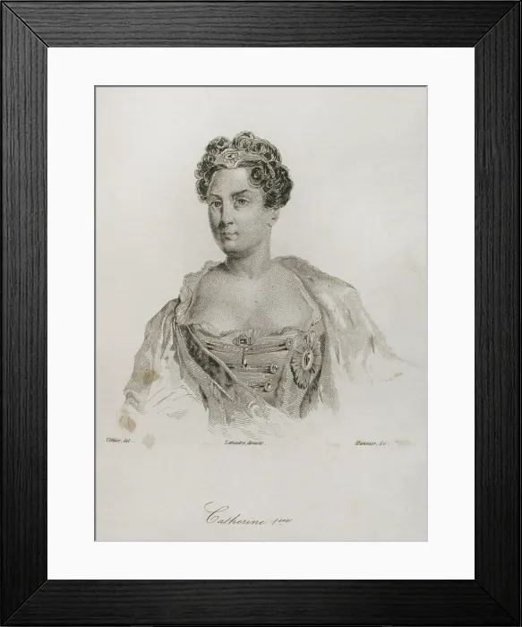 Framed Print : Catherine I of Russia (1684-1727), 1839. Creators: Augustin Francois Lemaitre, Pannier
