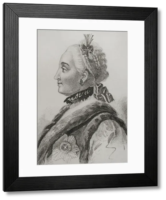 Framed Print : Catherine the Great, 1839. Creator: Mme Lesueur Framed Print : Catherine the Great, 1839. Creator: Mme Lesueur