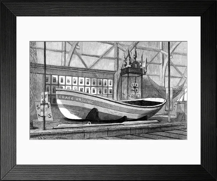 Framed Print : The International Fisheries Exhibition: Grace Darling's boat, 1883. Creator: Unknown. The International Fisheries Exhibition: Grace Darling's boat, 1883. Creator: Unknown Framed Print : The International Fisheries Exhibition: Grace Darling's boat, 1883. Creator: Unknown. The International Fisheries Exhibition: Grace Darling's boat, 1883. Creator: Unknown