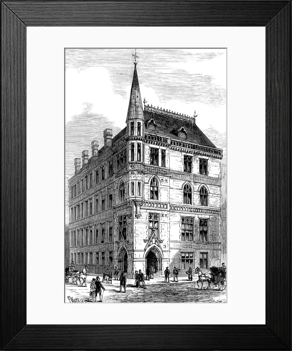 Framed Print : The City of London College: the new building in White-Street, Moorfields, 1883. Creator: Unknown Framed Print : The City of London College: the new building in White-Street, Moorfields, 1883. Creator: Unknown