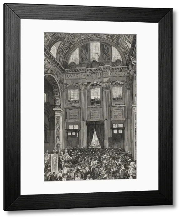 Framed Print : Pope Leo XIII giving his first blessing to the faithful from the inner balcony...1878. Creator: Bernardo Rico Framed Print : Pope Leo XIII giving his first blessing to the faithful from the inner balcony...1878. Creator: Bernardo Rico