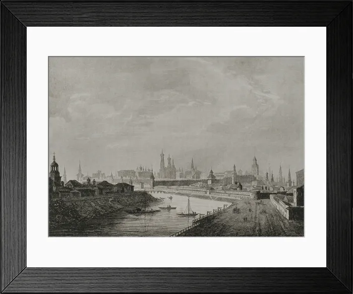Framed Print : View of the Kremlin and the Moskva river, Moscow, Russia, 1839. Creator: Augustin Francois Lemaitre Framed Print : View of the Kremlin and the Moskva river, Moscow, Russia, 1839. Creator: Augustin Francois Lemaitre