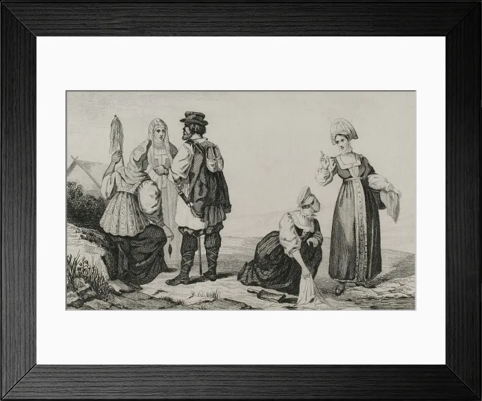 Framed Print : Russian peasants, 1839. Creator: Augustin Francois Lemaitre Framed Print : Russian peasants, 1839. Creator: Augustin Francois Lemaitre