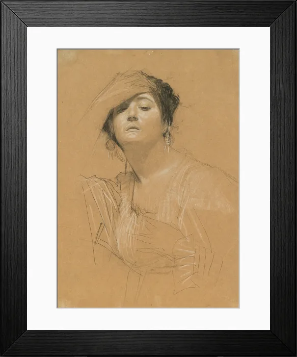 Framed Print : Half-Length Portrait of a Woman with Her Hand on Her Forehead, 1884-1885. Creator: Klimt, Gustav (1862-1918) Framed Print : Half-Length Portrait of a Woman with Her Hand on Her Forehead, 1884-1885. Creator: Klimt, Gustav (1862-1918)