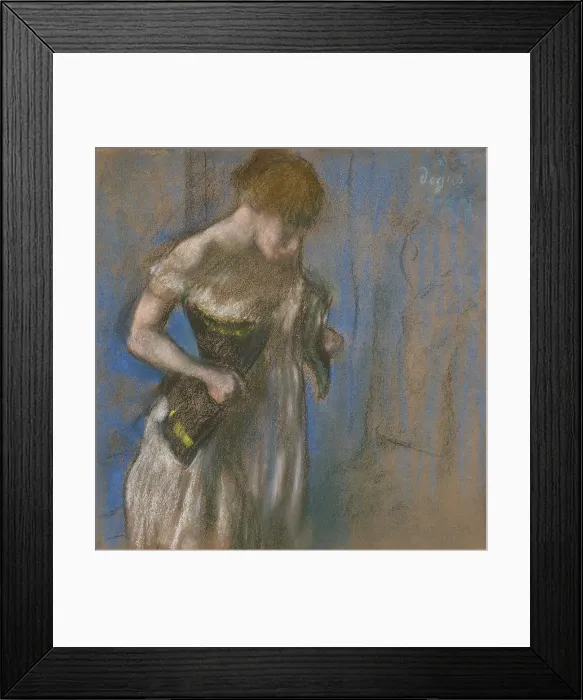 Framed Print : Woman Clasping Her Corset, ca. 1883. Creator: Degas, Edgar (1834-1917) Framed Print : Woman Clasping Her Corset, ca. 1883. Creator: Degas, Edgar (1834-1917)