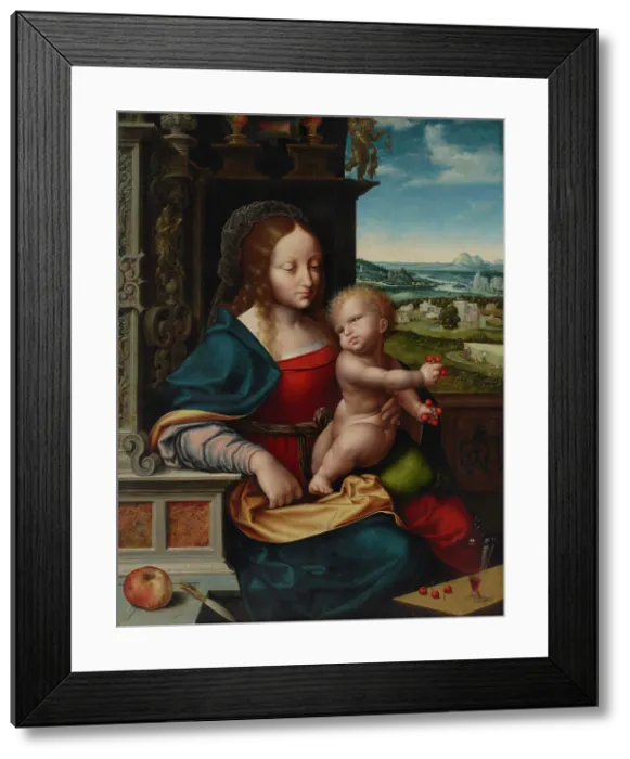 Framed Print : The Madonna of the Cherries, c1520. Creator: Cleve, Joos van (ca. 1485-1540)