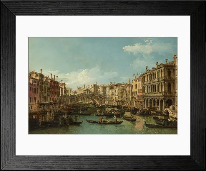 Framed Print : Venice, the Grand Canal with the Rialto Bridge seen from the South. Creator: Bellotto, Bernardo (1720-1780) Framed Print : Venice, the Grand Canal with the Rialto Bridge seen from the South. Creator: Bellotto, Bernardo (1720-1780)