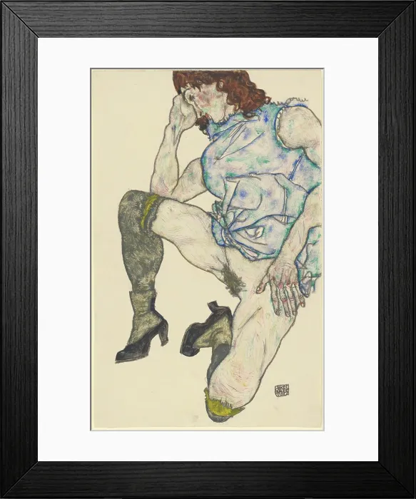 Framed Print : Squatting Girl, 1917. Creator: Schiele, Egon (1890-1918) Framed Print : Squatting Girl, 1917. Creator: Schiele, Egon (1890-1918)