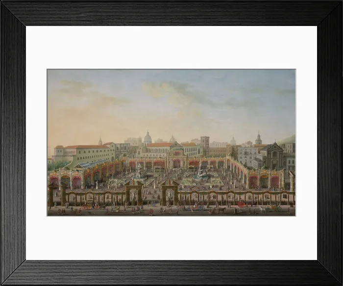 Framed Print : Naples, Piazza Trieste e Trento viewed from a balcony of the Palazzo Reale, 1763. Creator: Joli, Antonio (1700-1777) Framed Print : Naples, Piazza Trieste e Trento viewed from a balcony of the Palazzo Reale, 1763. Creator: Joli, Antonio (1700-1777)