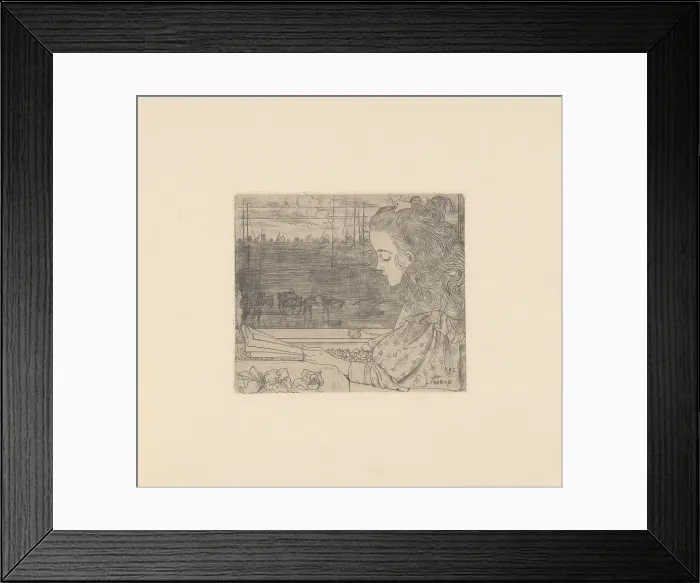 Framed Print : Portrait of Charley Toorop, reading by the window, c1900. Creator: Toorop, Jan (1858-1928) Framed Print : Portrait of Charley Toorop, reading by the window, c1900. Creator: Toorop, Jan (1858-1928)
