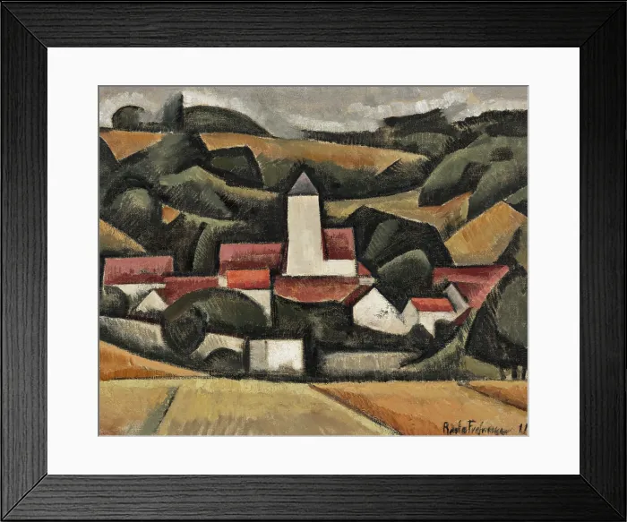 Framed Print : Landscape with a bell tower, 1911. Creator: La Fresnaye, Roger de (1885-1925) Framed Print : Landscape with a bell tower, 1911. Creator: La Fresnaye, Roger de (1885-1925)