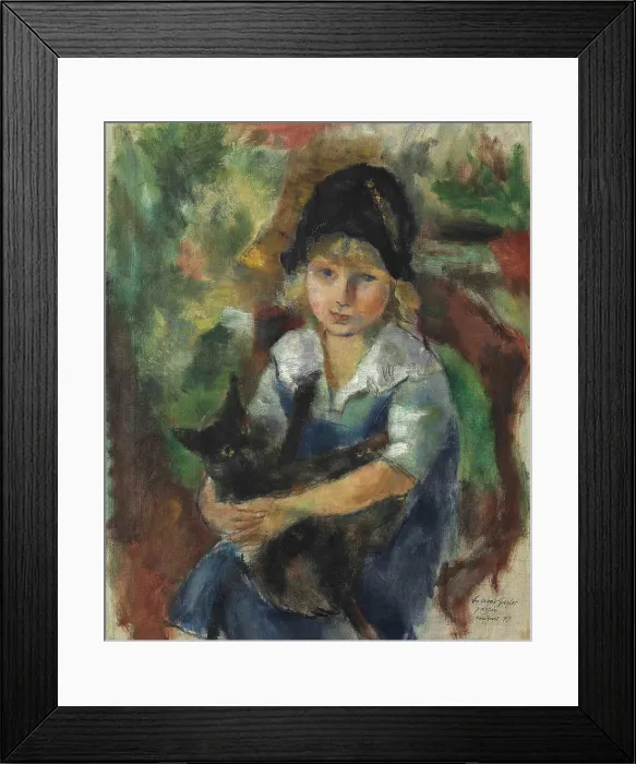 Framed Print : Little Girl with a Cat (Portrait of Ruth Wood-Gaylor), 1917. Creator: Pascin, Jules (1885-1930) Framed Print : Little Girl with a Cat (Portrait of Ruth Wood-Gaylor), 1917. Creator: Pascin, Jules (1885-1930)