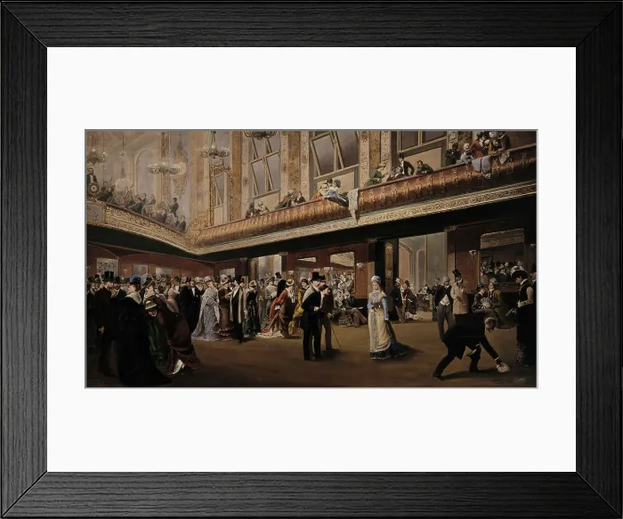 Framed Print : A large gathering inside a galleried ballroom, 1878. Creator: Unknown Framed Print : A large gathering inside a galleried ballroom, 1878. Creator: Unknown