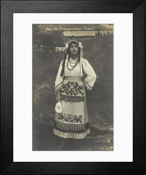 Framed Print : A Ukrainian prisoner of war performing a dance at a prisoner... (between 1910 and 1919?). Creator: Paul Tharan Framed Print : A Ukrainian prisoner of war performing a dance at a prisoner... (between 1910 and 1919?). Creator: Paul Tharan