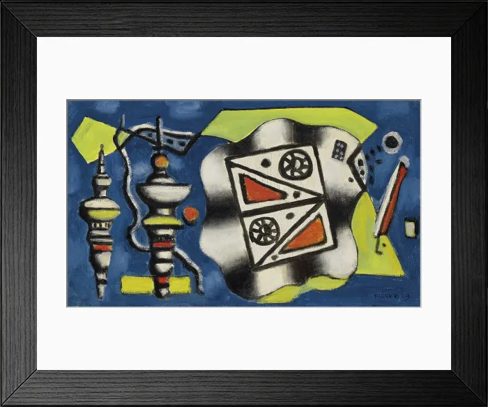 Framed Print : Composition sur fond bleu, 1929. Creator: Leger, Fernand (1881-1955)