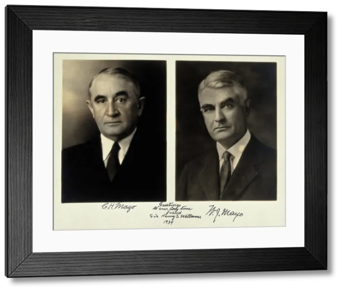 Framed Print : Charles Horace Mayo and William James Mayo. Photograph presented to Sir Henry Wellcome, 1934. Creator: Unknown Framed Print : Charles Horace Mayo and William James Mayo. Photograph presented to Sir Henry Wellcome, 1934. Creator: Unknown