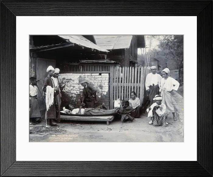 Framed Print : An outdoor examination of a plague patient in Mandalay, 1906. Creator: Unknown Framed Print : An outdoor examination of a plague patient in Mandalay, 1906. Creator: Unknown