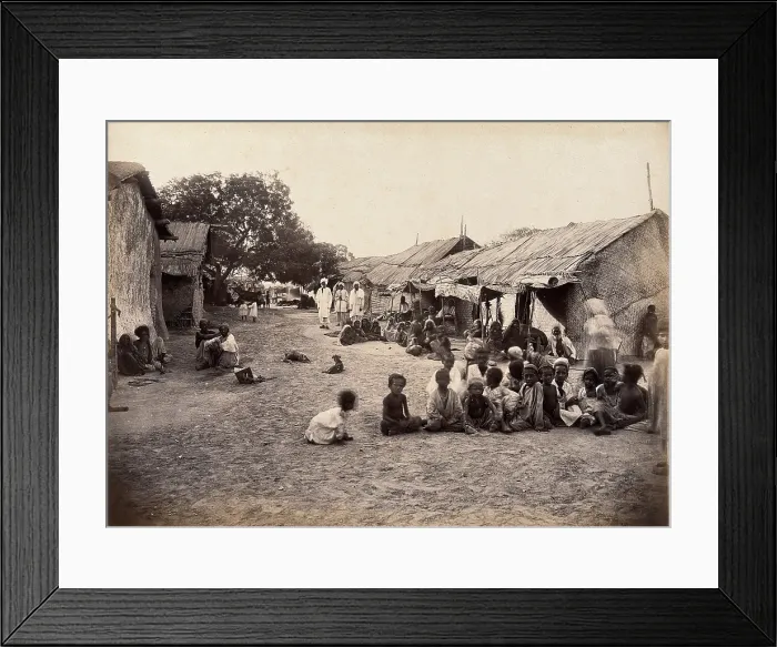 Framed Print : People living in the town of Dhobi Ghat, during bubonic plague outbreak, Karachi, India, 1897. Creator: Unknown Framed Print : People living in the town of Dhobi Ghat, during bubonic plague outbreak, Karachi, India, 1897. Creator: Unknown