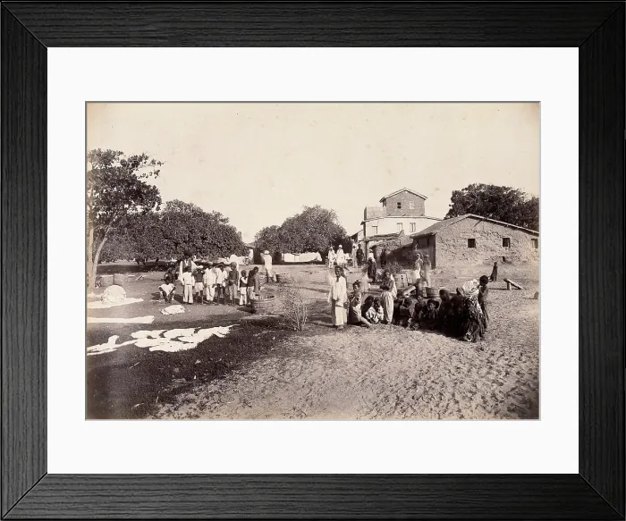 Framed Print : People doing laundry at the dhobi ghat, during bubonic plague outbreak, Karachi, India, 1897. Creator: Unknown Framed Print : People doing laundry at the dhobi ghat, during bubonic plague outbreak, Karachi, India, 1897. Creator: Unknown