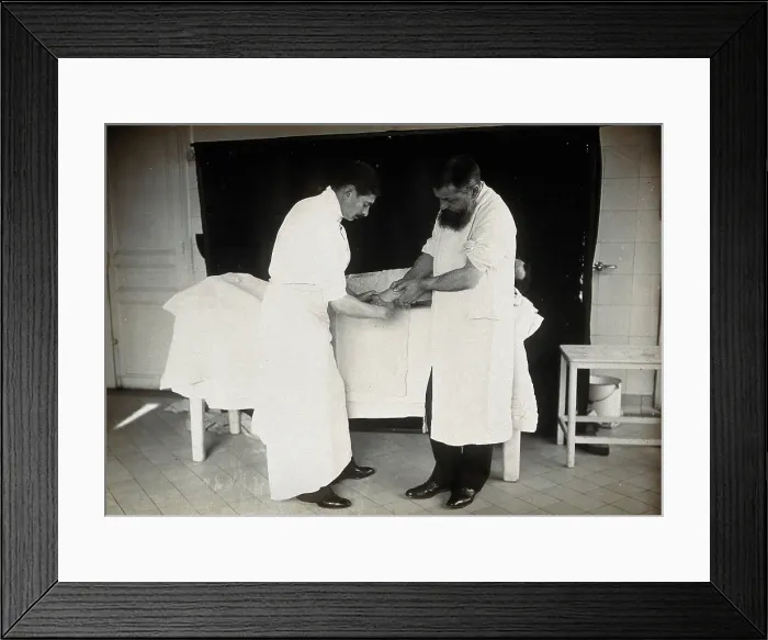 Framed Print : F Lejars demonstrating operation techniques, c1900s. Creator: E Guillot Framed Print : F Lejars demonstrating operation techniques, c1900s. Creator: E Guillot