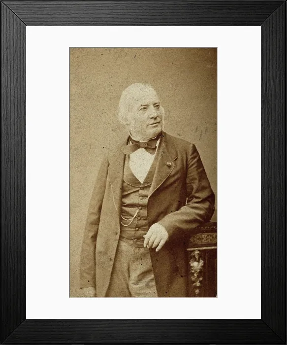 Framed Print : An unidentified man leaning on a cabinet, c1880s. Creator: Frederick Mulnier Framed Print : An unidentified man leaning on a cabinet, c1880s. Creator: Frederick Mulnier