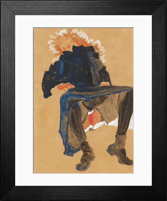 Framed Print : Lying Girl In A Dark Blue Dress, 1910. Creator: Schiele, Egon (1890-1918) Framed Print : Lying Girl In A Dark Blue Dress, 1910. Creator: Schiele, Egon (1890-1918)
