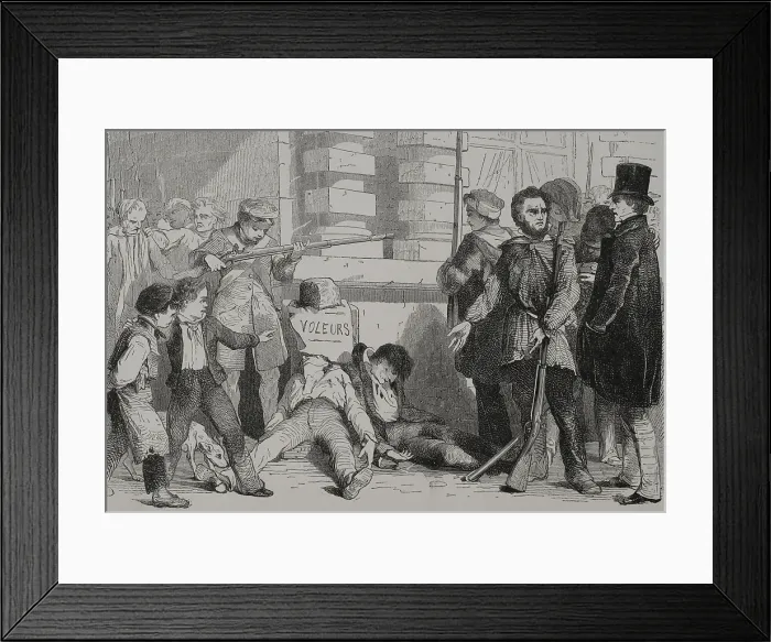 Framed Print : How the French people punished thieves, French Revolution, 1830 (1856). Creator: Unknown. How the French people punished thieves, French Revolution, 1830 (1856) Framed Print : How the French people punished thieves, French Revolution, 1830 (1856). Creator: Unknown. How the French people punished thieves, French Revolution, 1830 (1856)