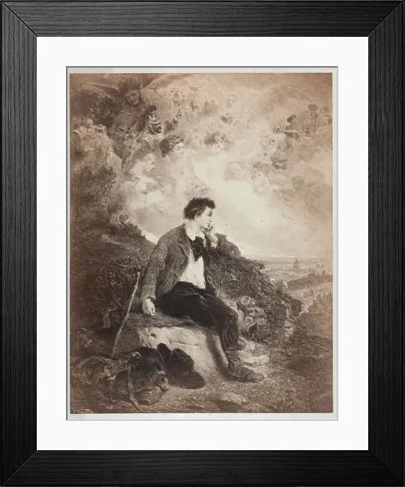 Framed Print : A young man, on his way to London, dreams of a successful future, [1880?]. Creator: Unknown