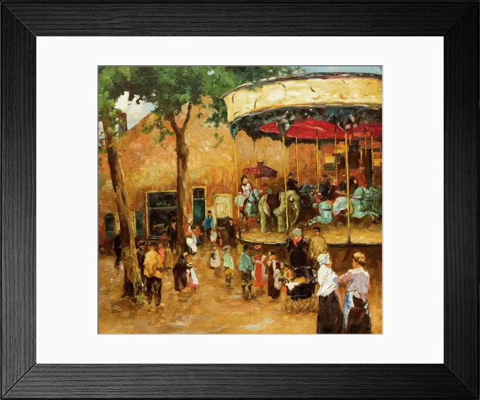Framed Print : Carousel. Street scene in The Hague. Creator: Zwart, Willem de (862-1931) Framed Print : Carousel. Street scene in The Hague. Creator: Zwart, Willem de (862-1931)