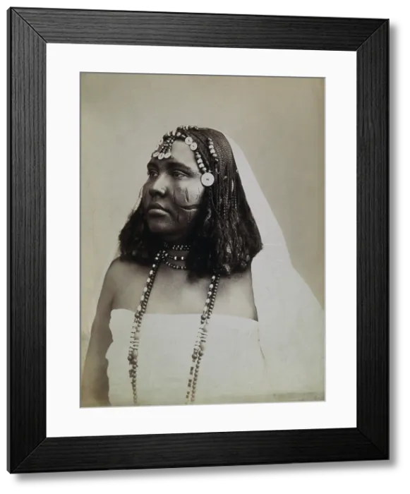 Framed Print : A North African woman with scarification on her cheeks, c1900. Creator: Gabriel Lekegian Framed Print : A North African woman with scarification on her cheeks, c1900. Creator: Gabriel Lekegian