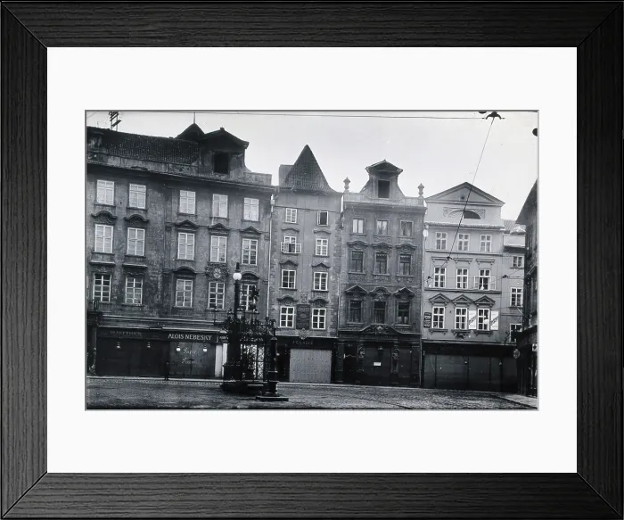 Framed Print : The front of a pharmacy in a cobbled square in Prague, c1890s. Creator: Zikmund Reach Framed Print : The front of a pharmacy in a cobbled square in Prague, c1890s. Creator: Zikmund Reach